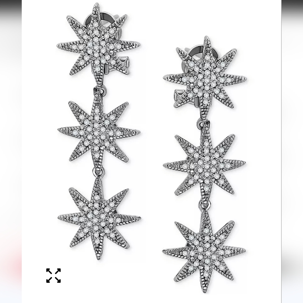 Sterling Silver And CZ Triple Starburst Earrings